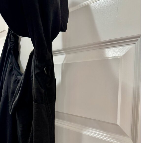 H&M Black Puff Sleeve Smocked Midi Dress – Square Neck XL - Picture 4 of 8